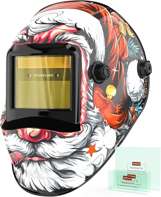 YESWELDER Auto Darkening Welding Helmet, Blue Light Blocking, 1/1/1/1 True Color Solar Powered Welding Hood with 2 Arc Sensors, Wide Shade 3.5/9-14 Welder Mask for TIG MIG ARC and Grind