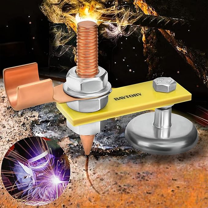 BAYTORY Upgrade Magnetic Welding Support Ground Clamp Tools, 2-Piece Single Welding Magnet Head, Strong Magnetism Large Suction, Copper Tail Welder Accessories Stability Clamps