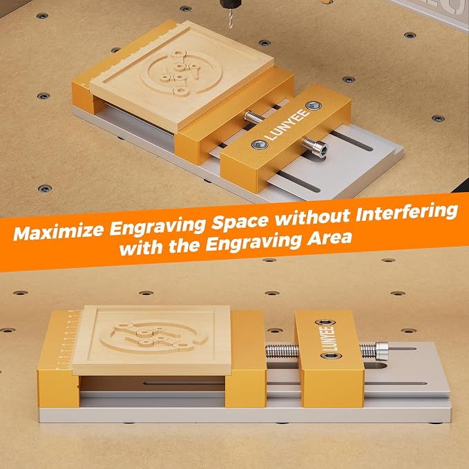 Low Profile CNC Vise for CNC Router Machine, Aluminum Workholding Clamp for Wood & Metal Milling, Designed for Limited Z-Axis Machines, 7.87" x 3.94" (20x10cm), 136mm Clamping Range