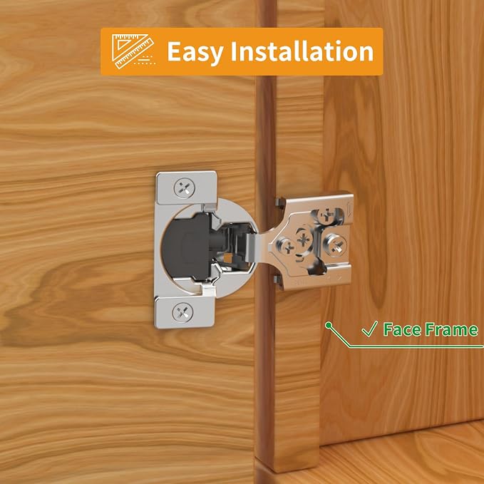 Chibery 8 Pack 3/8" Overlay 3D Soft Close Concealed Hinge for Face Frame Door, Satin Nickel, Hidden 105 Open Angle Stainless Steel Hinge for Kitchen Cabinet Door