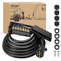 Nilight Heavy Duty 7 Way Inline Trailer Plug with 7 Gang Junction Box | Weatherproof 12 Feet Connector Cable Wiring Harness Suitable for RV Automotives Cars