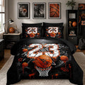 Basketball Print Comforter Set for Kids Boys,Ball Sports Games Themed All Season Bedding Twin Size,Orange Basketball and Hoop Home Decor with Comforter,Fitted Sheet,Flat Sheet,Pillowcases.