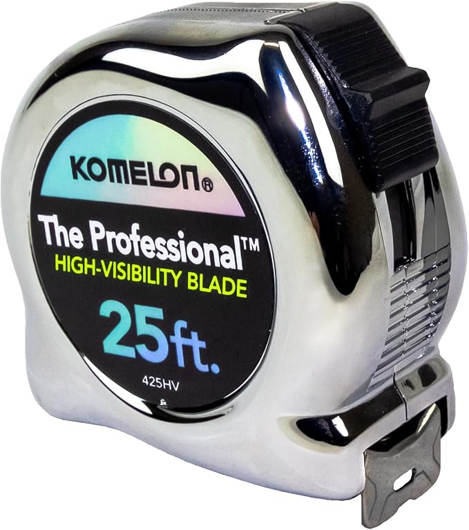 Komelon 425HV High-Visibility Professional Tape Measure, 25-Feet by 1-Inch, Chrome
