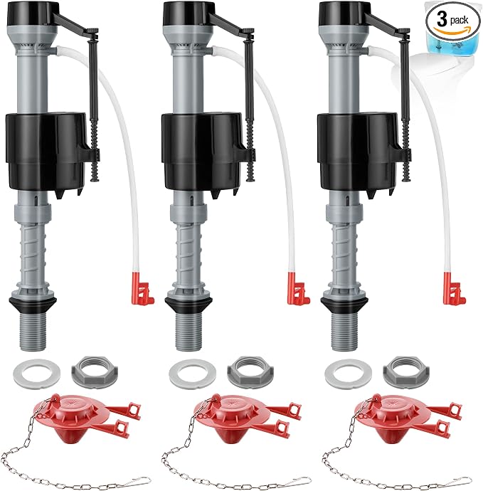 Saillong 3 Sets Toilet Float Replacement Kit, Universal Toilet Flusher Replacement Kit and 2 Inch Flapper Replacements, High-Performance Tank Water Control and Fill Valve