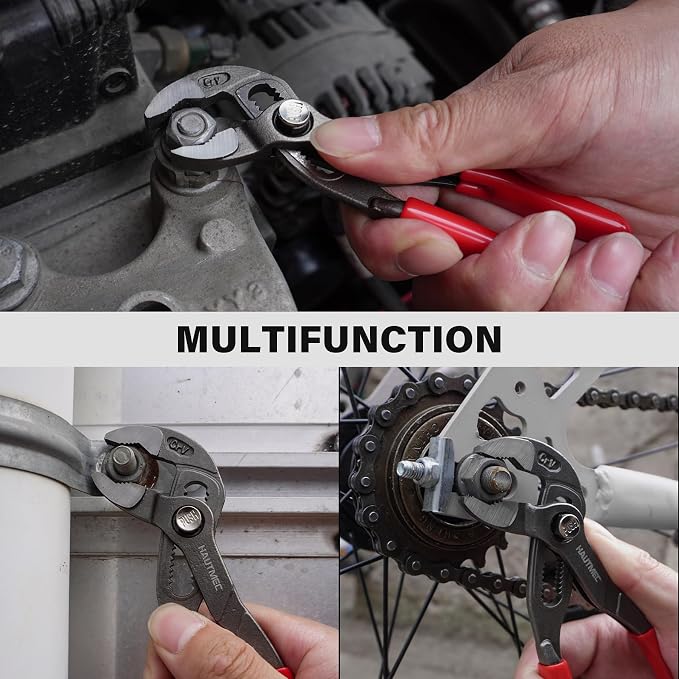 HAUTMEC 5-Inch Water Pump Pliers, Fast Adjustable Tongue and Groove Joint Pliers, V-Jaw with Comfort Grips, Rust-Proof CRV Steel Construction for Plumbing, Home Repair, and Pipe Fittings
