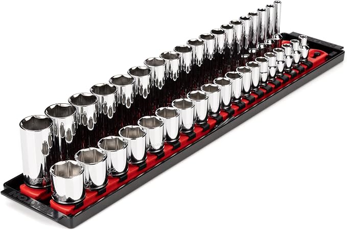 TEKTON 3/8 Inch Drive 6-Point Socket Set, 38-Piece | SHD91211 | (6 - 24 mm), Shallow and Deep, Socket Rail