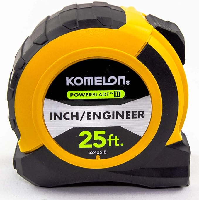 Komelon 52425IE; 25' x 1.06" Powerblade II" Engineer Tape Measure; Yellow/Black