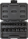 TEKTON 3/8 Inch Drive 6-Point Impact Socket Set, 15-Piece (1/4-1 in.) - Case | SID91300 | (1/4 - 1 in.), Shallow, 6-Point, Case