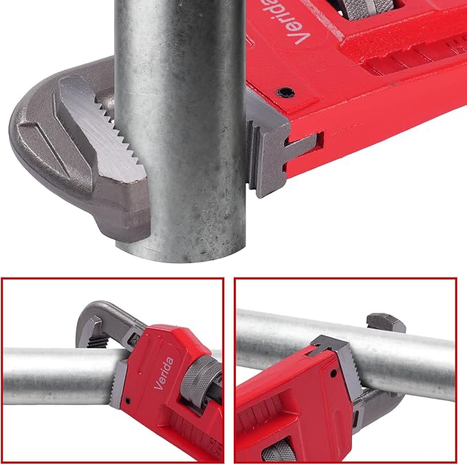 Verida Pipe Wrench 14 Inch, Plumbers Wrench, Chrome Vanadium Steel, Hardness 62HRC, for Water Pipes, Plumbing, Fire Protection Pipe Tools