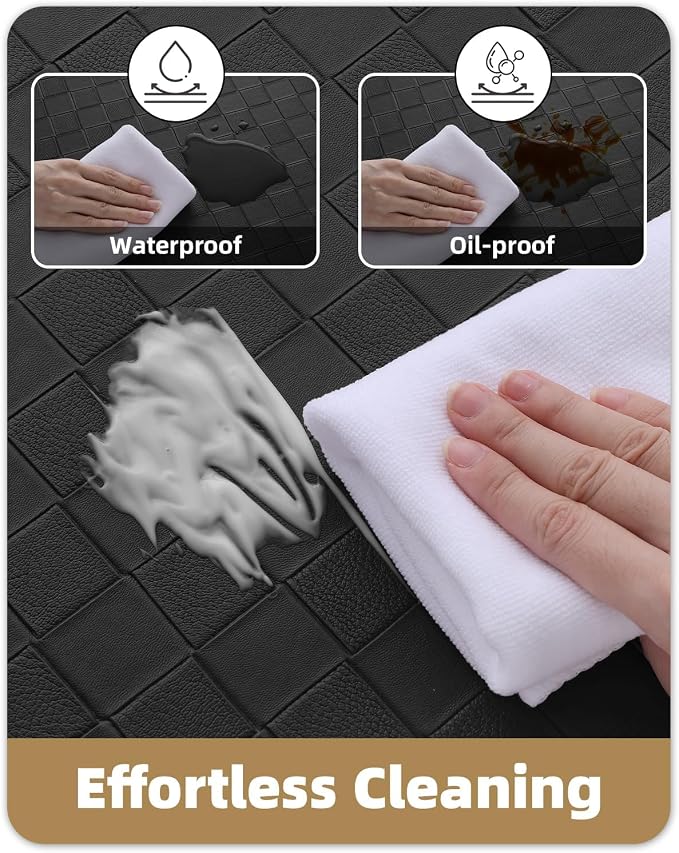Color&Geometry Extra Wide Kitchen Mats Set 24x59+24x87, Anti Fatigue Cushioned Floor Mat, Waterproof Easy Clean Non Slip Runner for Sink Comfort Standing, Black