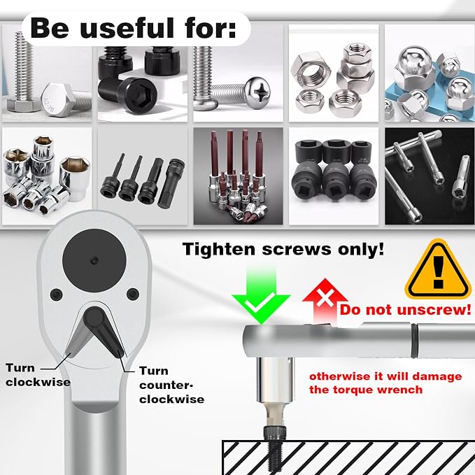 SuZhi 1 Inch Drive Torque Wrench 200-1200 FT.LB / 271-1627 N.M/Aluminum Alloy handle & Cr-Mo Material Head, Heavy Duty, Professional,Dual Direction, Store in Solid Case