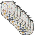 Lunarable Fleur De Lis Chair Cushion Pads Set of 8, Pattern with Lions Horses Griffins Unicorn and Royal Flower Fantasy Art, Anti-Slip Seat Padding for Kitchen & Patio, 16"x16", Ivory Multicolor