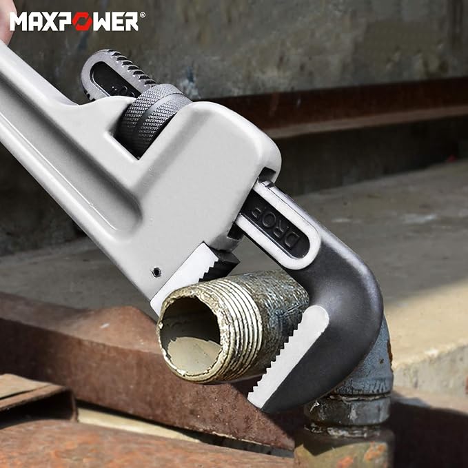 MAXPOWER 30-inch Pipe Wrench, 4.2" Jaw Opening, Aluminum Plumbing Wrench | Heavy Duty Adjustable Straight Pipe Wrench
