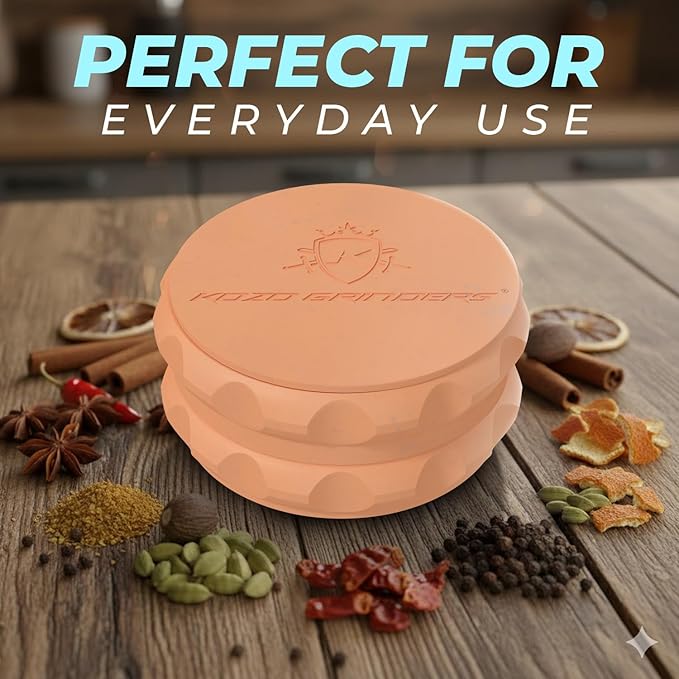 Kozo 2.5" Spice Grinder 2-Piece, Strong Grip By Kozo. (Orange)