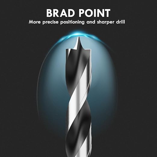 Brad Point Wood Drill Bit Set, 12Pcs Metric Drill Bit Set with Double Flutes Design for Carpenter Woodworking and All Types of Wood (3mm - 12mm)