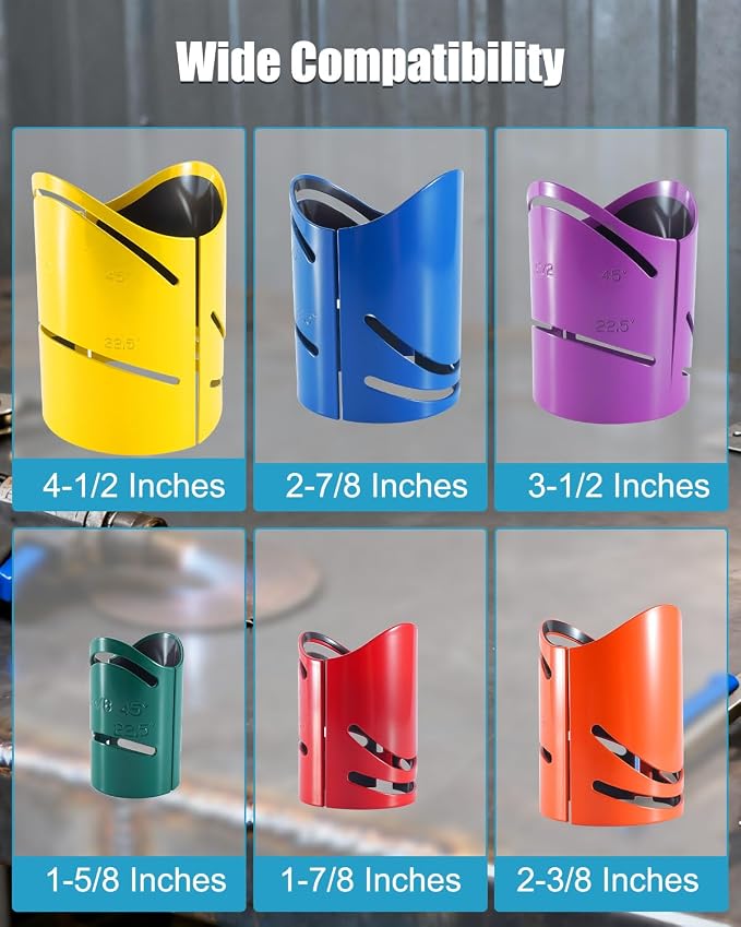 6PCS Magnetic Pipe Cutting Guide Kit Pipe Marking Tool for 45°, 90°, 22.5° and Saddle Cuts Includes Sizes 1-5/8" 1-7/8" 2-3/8" 2-7/8" 3-1/2" 4-1/2"