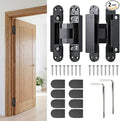 6.5" Hidden Door Hinges, Invisible Concealed Hinges, 180° Swing Adjustable Butt Hinge, Silent Operation, Ideal for Secret Rooms, Bookcase Doors & More (Black, 2 Pack)