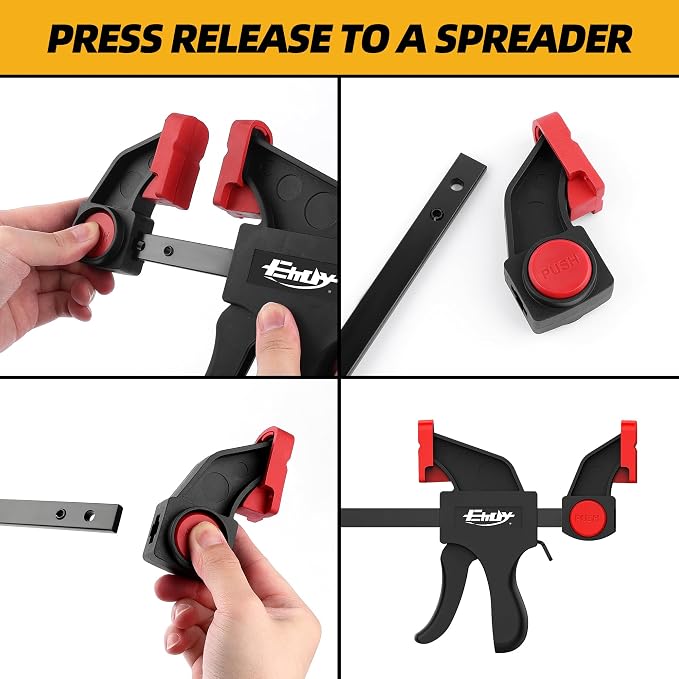 50" Bar Clamps for Woodworking 2-Pack, One-Handed Clamp/Spreader, Light-Duty Quick-Change F Clamp with 170 LBS Load Limit, Ideal for Woodworking/Carpentry/Home Improvement/DIY