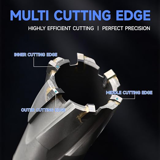 Pro Edge 11pcs TCT Annular Cutter Set, 1-3/8" Cutting Depth, 7/16" to 1-1/16" Cutting Diameter, Carbide Mag Drill Bits for Magnetic Drill Press with 2 Pilot Pin for Steel, Aluminum, Copper