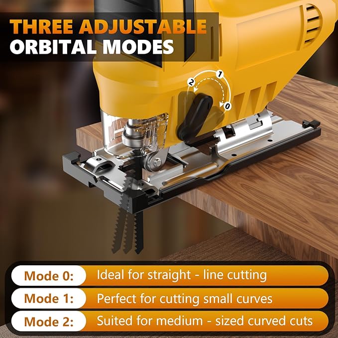 Cordless Jig Saw for Dewalt 20v Max Battery, 3 Orbital Settings, 0°- 45° Bevel Cuts, Brushless Orbital Jigsaw with LED Light for Straight Circle Curve Cutting (No Battery)