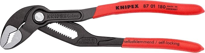 KNIPEX Long Nose Pliers with Cutter (2612200) and Cobra Pliers (8701180) Tool Set, Multi-Colour
