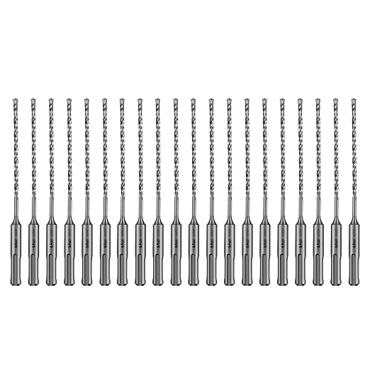 SALI SDS Plus Rotary Hammer Drill Bit 20 Pcs 5/32"*6" Concrete Drill Bit Kit Cross-Type Double Thread Carbide Material Suitable for Concrete, Brick, Cement Walls, Stone, Hammer Drill Bits for Concrete