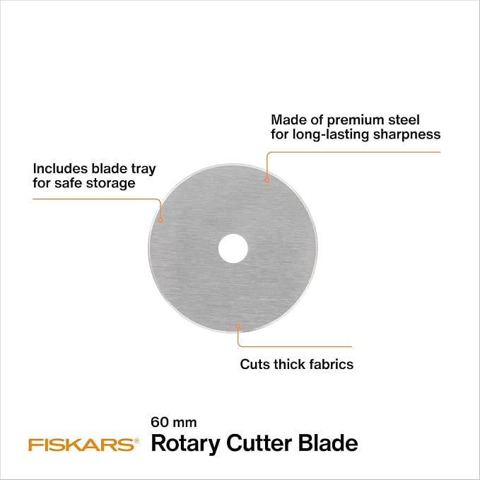 Fiskars 193730-1004 Straight Rotary Replacement Blades, 60mm, 5 Pack , Silver