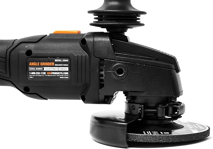 WEN Cordless Angle Grinder, Brushless with 20V Max 4.0 Ah Lithium-Ion Battery and Charger (20944), Black