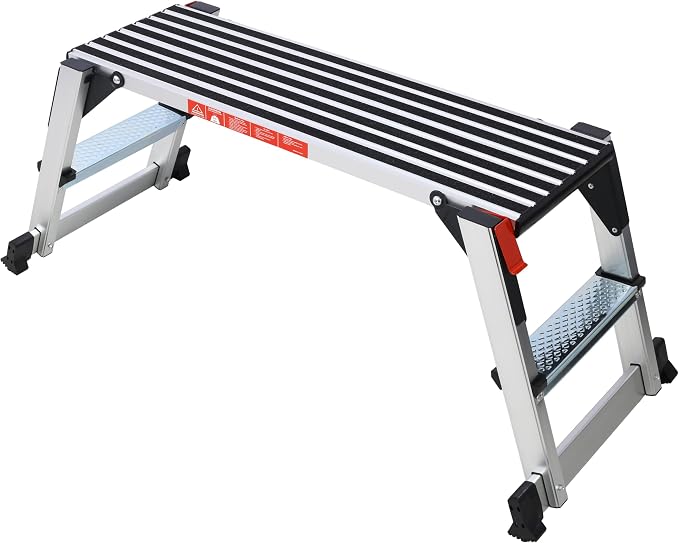 Step Platform, Aluminum Folding Work Platform with Non-Slip Surface 330 lbs Load Capacity Scaffolding Platform and Gorilla Ladder Alternative for Home Improvement Painting Cleaning Auto Detailing