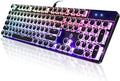 YSCP Typewriter Style Mechanical Gaming Keyboard RGB Backlit Wired with Blue Switch Retro Round Keycap 104 Keys Keyboard (R-Black)