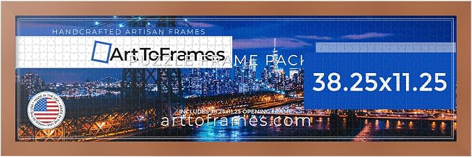 ArtToFrames Puzzle Frame for Buffalo Games 750 Piece Jigsaw Puzzles, 38.25x11.25 Inch (97x29 cm), Burnt Umber Engineered Wood with Economy Acrylic, Ready to Hang Puzzle Display