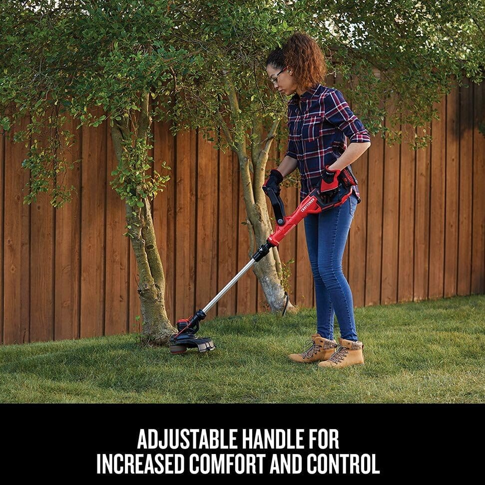 CRAFTSMAN V20 Weed Wacker Cordless String Trimmer and Edger, Weed Eater Includes 2.0 Ah Battery and Charger, Lightweight, Extended Runtime, 2 Speed (CMCST900D1)
