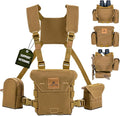 Binocular Harness Chest Pack - Bino Harness Hunting Chest Rig | Waterproof 500D Cordura case, silent magnetic closure, MOLLE rangefinder pouch, elk deer glassing