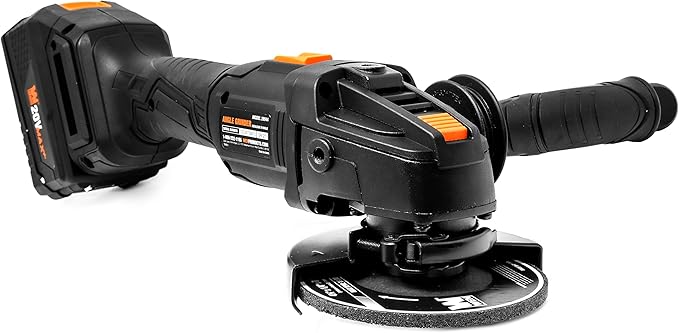 WEN Cordless Angle Grinder, Brushless with 20V Max 4.0 Ah Lithium-Ion Battery and Charger (20944), Black