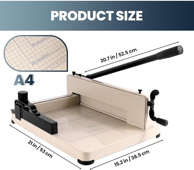 12 Inch Guillotine Paper Cutter, 400 Sheet Capacity Paper Cutter Heavy Duty, A4 Paper Trimmer Accurate Cutting with Safety Guard, 12" Heavy Duty Paper Cutter for Cardboard, Cardstock, Photos & Crafts