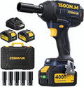 Cordless Impact Wrench, 1106ft-lbs(1500N.m) 1/2" Brushless Impact Gun, 2×4.0Ah Batteries, 4 Impact Modes, 5 Sockets, 21V High Torque Electric Impact Driver for Truck RV Car Heavy Construction