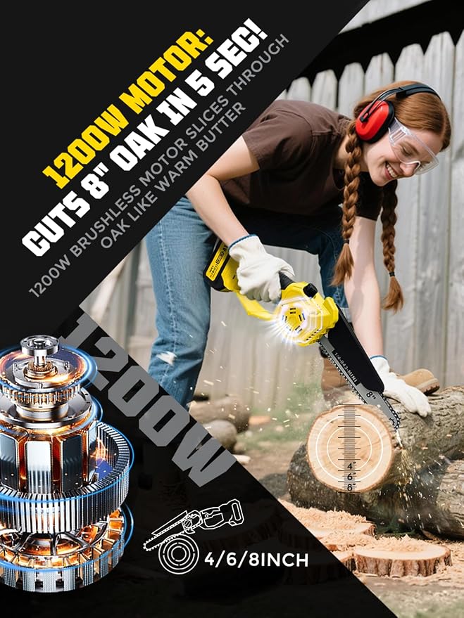 2-in-1 Electric Pole Saw & Mini Chainsaw, 8 & 6 Inch Blade for Tree Trimming, 16 FT Telescopic Reach, Auto Oiling & Tool-Free Tension, 2 Pack 4000mAh Battery Powered for Yard Branch Cutting