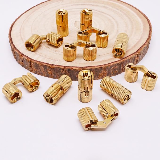 14mm Invisible Brass Barrel Hinges Hidden Concealed Furniture Hinges 180 Degree Opening Angle 12Pcs