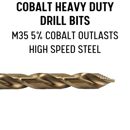Drill America 3 Piece Cobalt Stepped Drill Bit Set with 1/2" Reduced 3-Flat Shank, Gold Oxide Finish for Drilling Acrylic, Steel, Hard Metals, GSC Series