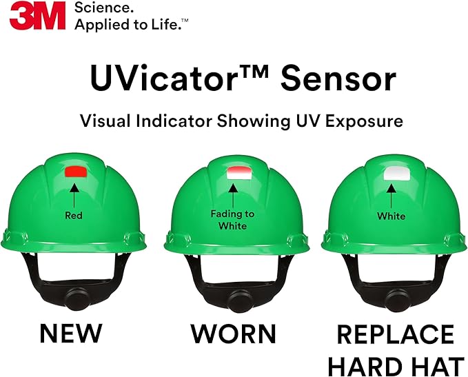 3M Hard Hat SecureFit H-700 Series Cap Style Safety Helmet with Uvicator Sensor, 4-Point Pressure Diffusion Ratchet Suspension