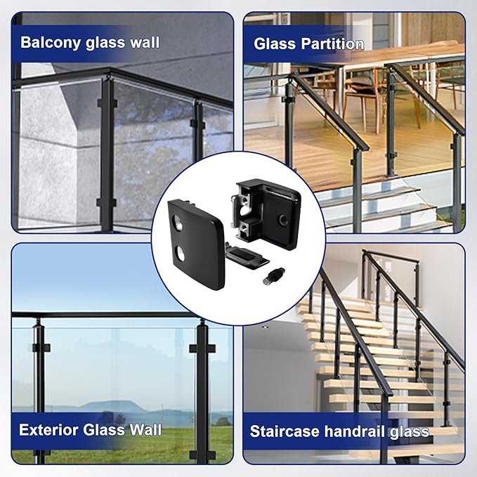 40-Pack Square Glass Clamps, 304 SS, Black (LIUCHONGYANG99)