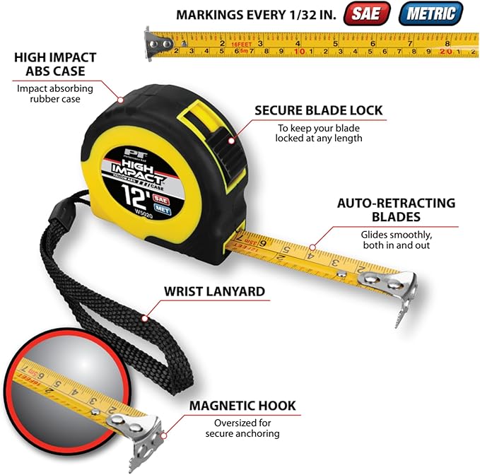 Performance Tool W5020 'Fast Measure' Tape, 12' x 5/8