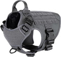 ICEFANG Tactical Dog Harness for Medium Dogs,Reflective No Pull Dog Vest | with Control Handle,Adjustable,Front Hook,2 Leash Clips,Soft Padded,MOLLE Panel,Grey,Medium