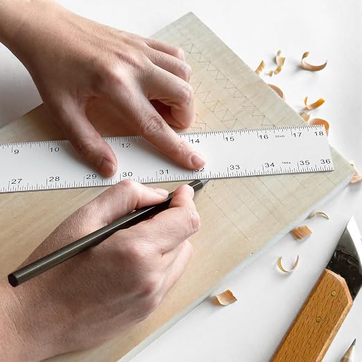 Tellegloww 2 Pack 36 Inch Center Finding Rulers Aluminum Metal Centering Ruler Tool Straight Edge for Woodworking Metal Work Construction and Around the Home