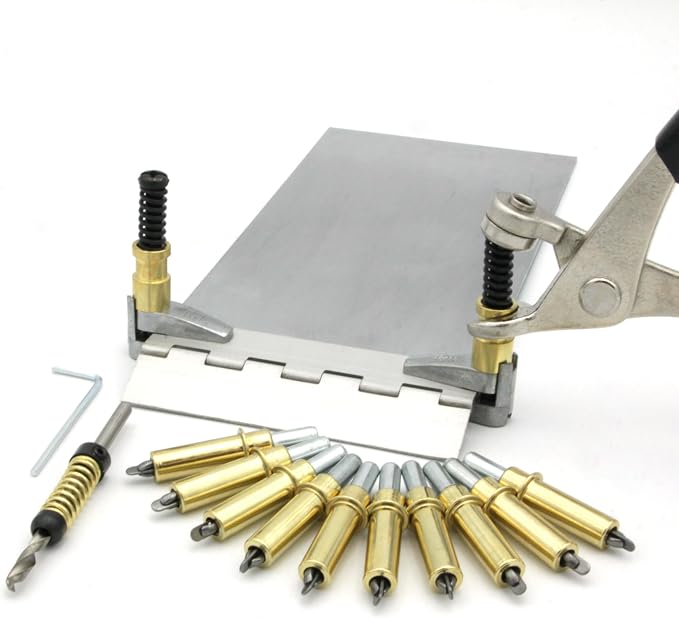 3/16" Mini Cleco Kit, with Cleco Pliers, 10 3/16" Clecos, 2 Side Clamps, and #12 Drill Bit with Spring Drill Stop