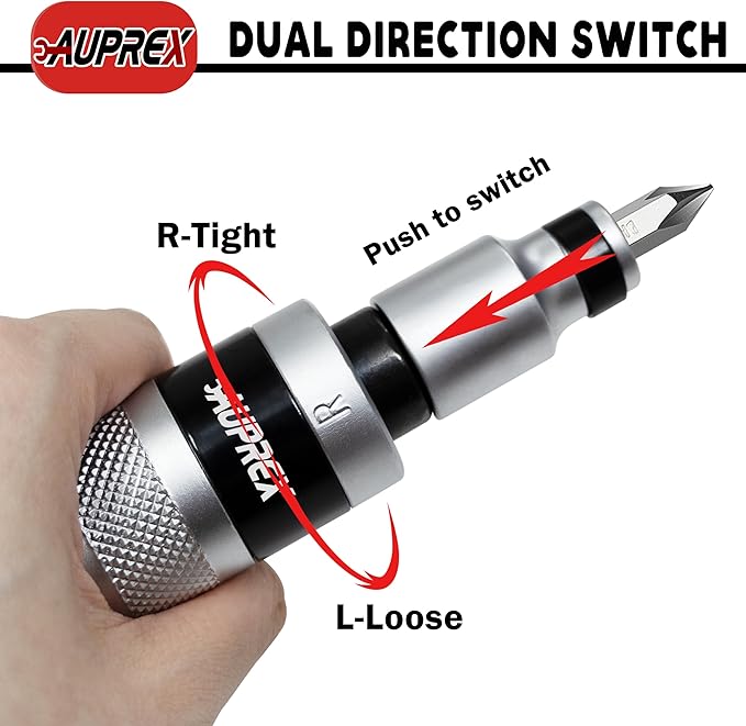 AUPREX Manual Impact Screwdriver, 1/2” Reversible Hand Impact Driver Set, Hammer Screwdriver with 12-Piece CR-V Slotted, Phillips, Hexagonal Bits Set for Removing Rusted Fasteners or Frozen Bolts