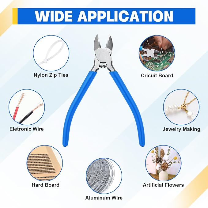 12 Pack Wire Cutters Bulk 6 Inches Blue Precision Flush Cuts Small Cutting Pliers for Craft Jewelry Making Electrical