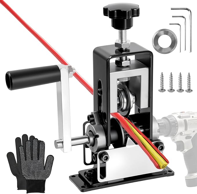 Manual Wire Stripper Machine Gauge Wire 0.06-1'', Scrapping Copper Wire Peeler Machine with Replacement Blades, Drill Powered/Hand Crank Wire Stripper Tool for Scrap Copper Recycling& DIY