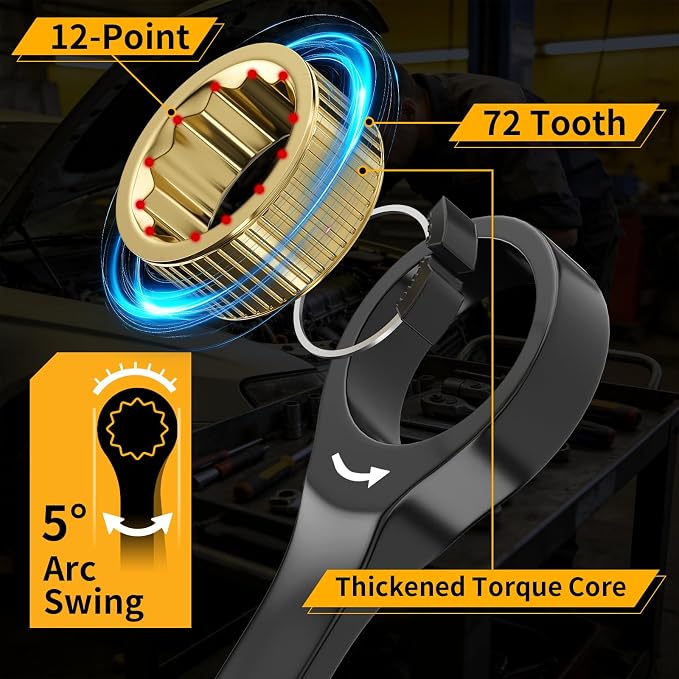 GRENPRO 11PC SAE Ratcheting Wrench Set 9/32" - 3/4" Combination Open End | Includes Bolt Gauge, Electro-Coated CR-V Steel, 72-Tooth 5Deg Swing 12Pt Color Rings, Roll Pouch for Auto & Home Repair