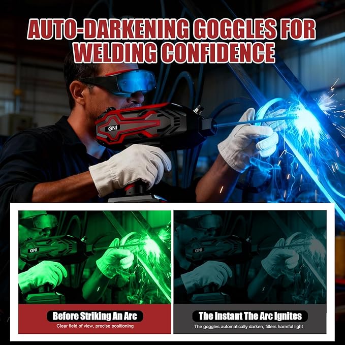 GNI 2026 Upgraded Handheld Welder, LED Display Portable Welding Machine, IGBT Inverter MINI Stick Welder with Auto-Darkening Welding Glasses, 20PCS Rods Welder Machine 110V, Hot Start Anti-stick